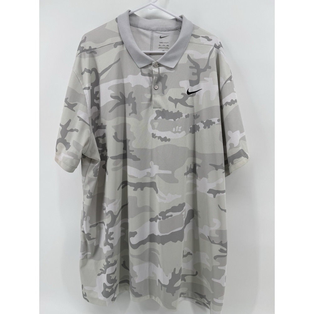 Nike White Camo Dri-Fit Polo
